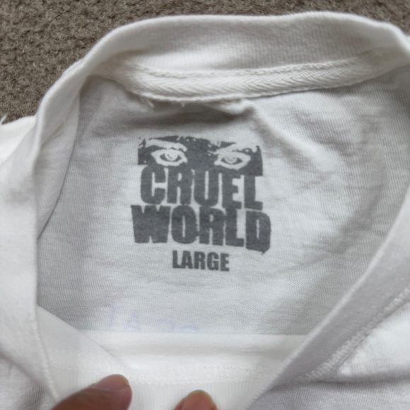 Cruel World T Shirt Mens Size L Large White Short Sleeve Pasadena 2022 - Picture 9 of 9